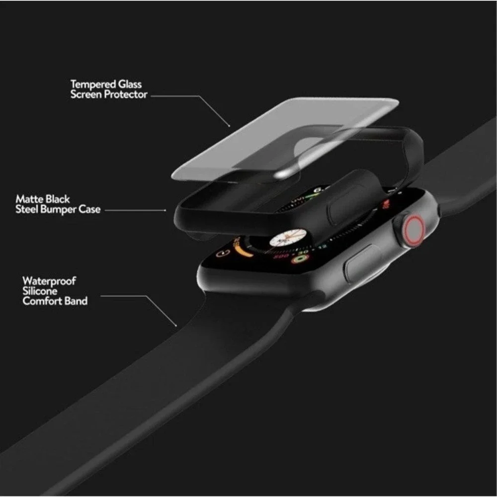 Smart Guard- BumperCase/ WatchBand/ ScreenProtector-‎ Black For 42mm Apple Watch